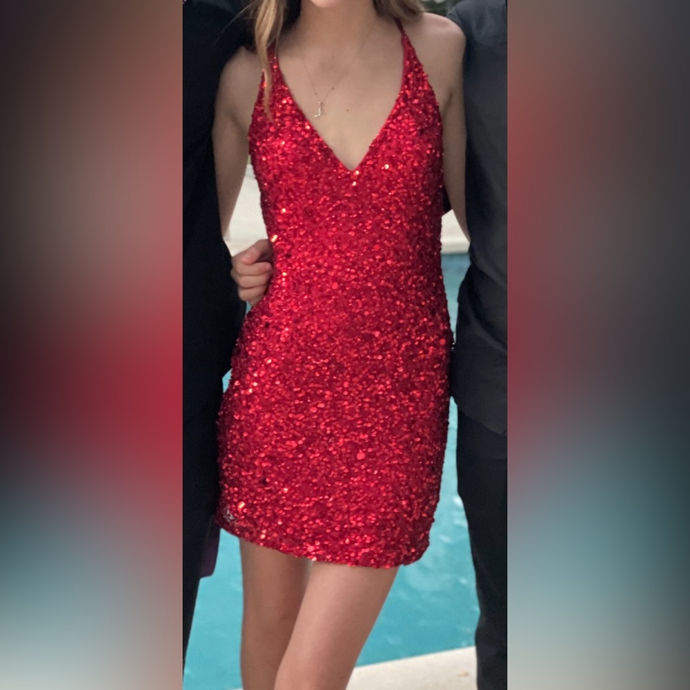 Scala - 48782 Fitted String Strapped Sequin Dress… - image 2